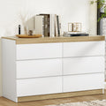 6 Drawer Lowboy Cabinet Dresser - White and Oak