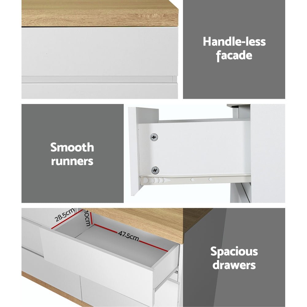 Artiss 6 Chest of Drawers Cabinet Dresser Table Tallboy Storage Bedroom White - Furniture > Bedroom > Dressers - Bedzy Australia