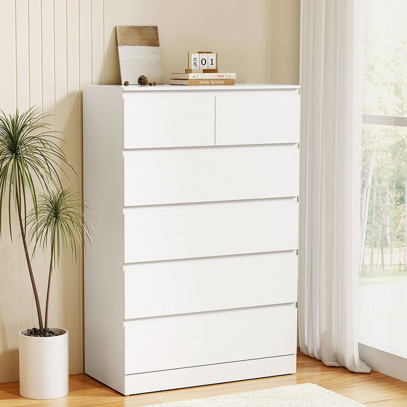 Artiss 6 Chest of Drawers - PEPE White - Furniture > Bedroom - Bedzy Australia