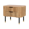Deluxe Paulownia Wood Bedside Table with 2 Drawers - Pine