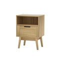 Rattan Bedside Table with 1 Drawer and Shelf - Oak