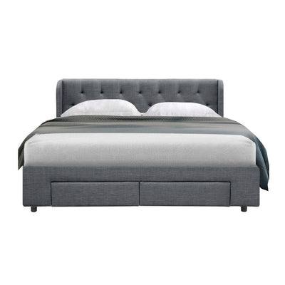 Avalon Queen Bed With Drawers Grey - Bedzy Australia