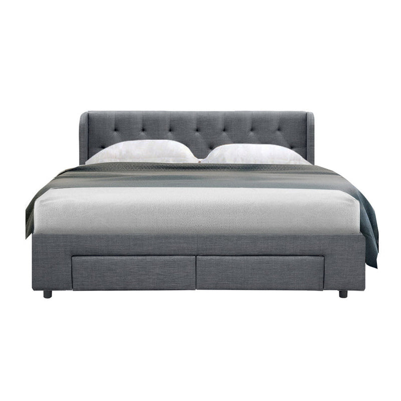 Avalon Queen Bed With Drawers Grey - Bedzy Australia
