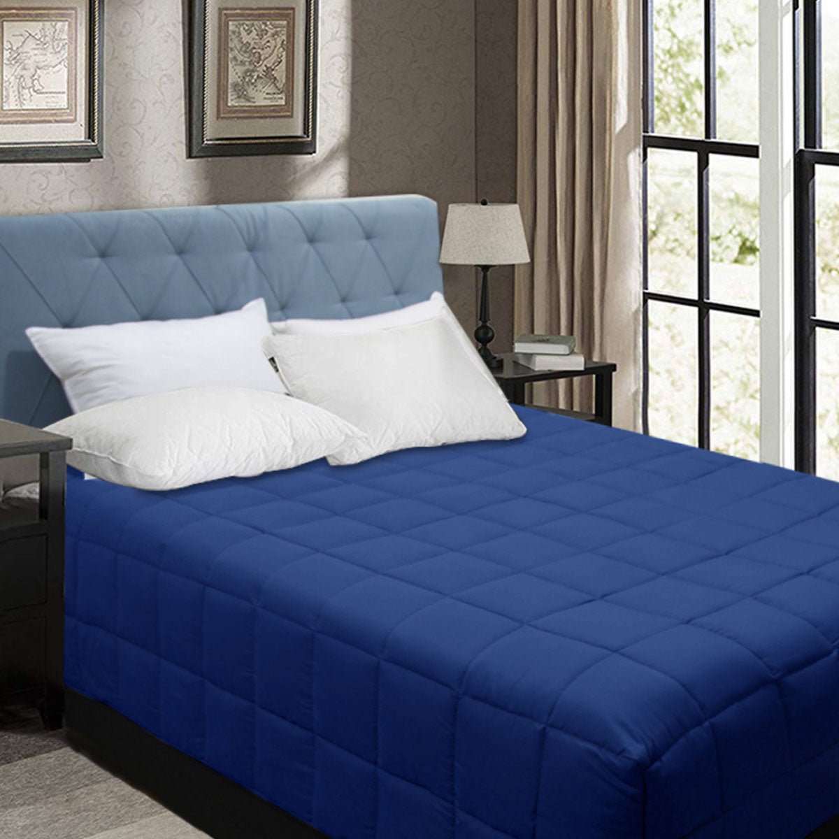 Bamboo Blend Microfiber Box End Quilt Classic Blue King - Home & Garden > Bathroom Accessories - Bedzy Australia