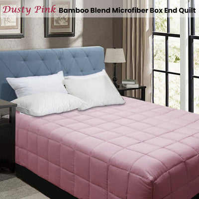 Bamboo Blend Microfiber Box End Quilt Dusty Pink Single - Home & Garden > Bathroom Accessories - Bedzy Australia