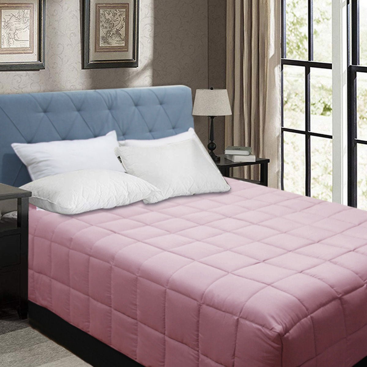 Bamboo Blend Microfiber Box End Quilt Dusty Pink Single - Home & Garden > Bathroom Accessories - Bedzy Australia