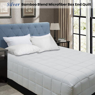 Bamboo Blend Microfiber Box End Quilt Silver Queen - Home & Garden > Bathroom Accessories - Bedzy Australia