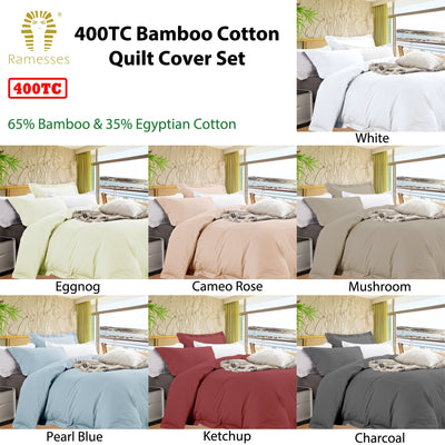 Bamboo Cotton Quilt Cover Set Charcoal Queen - Home & Garden > Bedding - Bedzy Australia