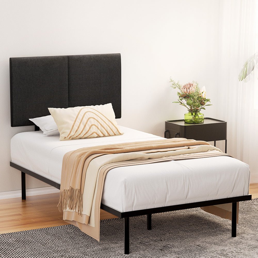 King Single Package | Norwood Modern Bed Frame Black with Bonita Euro Top Mattress medium firm in minimalist bedroom setting