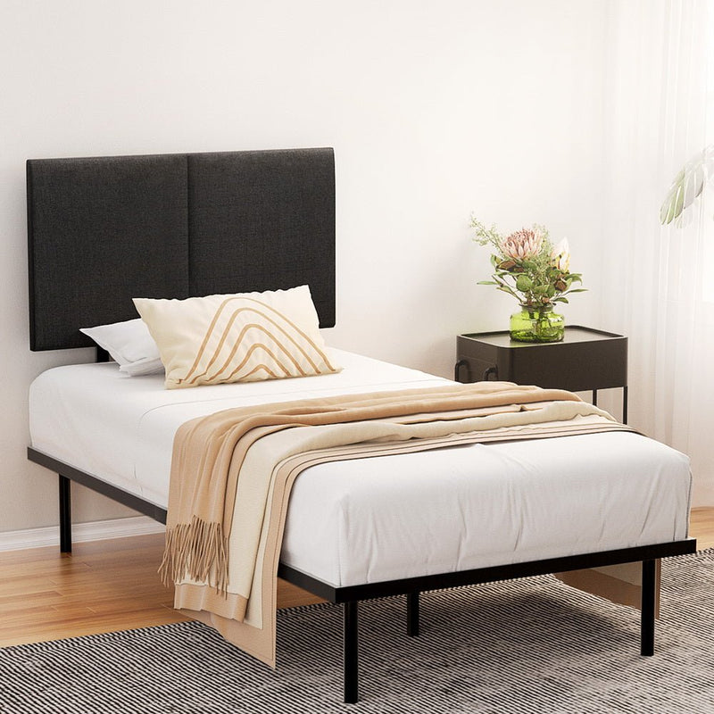 King Single Package | Norwood Modern Bed Frame Black with Bonita Euro Top Mattress medium firm in minimalist bedroom setting