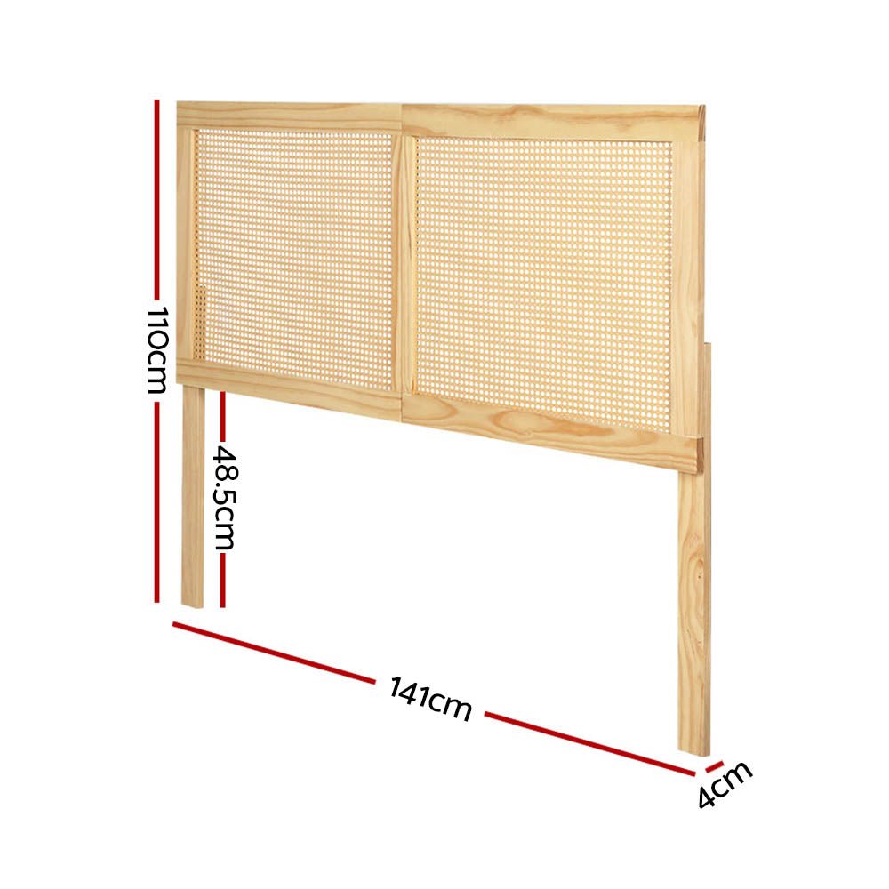 Bed Head Double Size Rattan - RIBO Pine - Furniture > Bedroom - Bedzy Australia