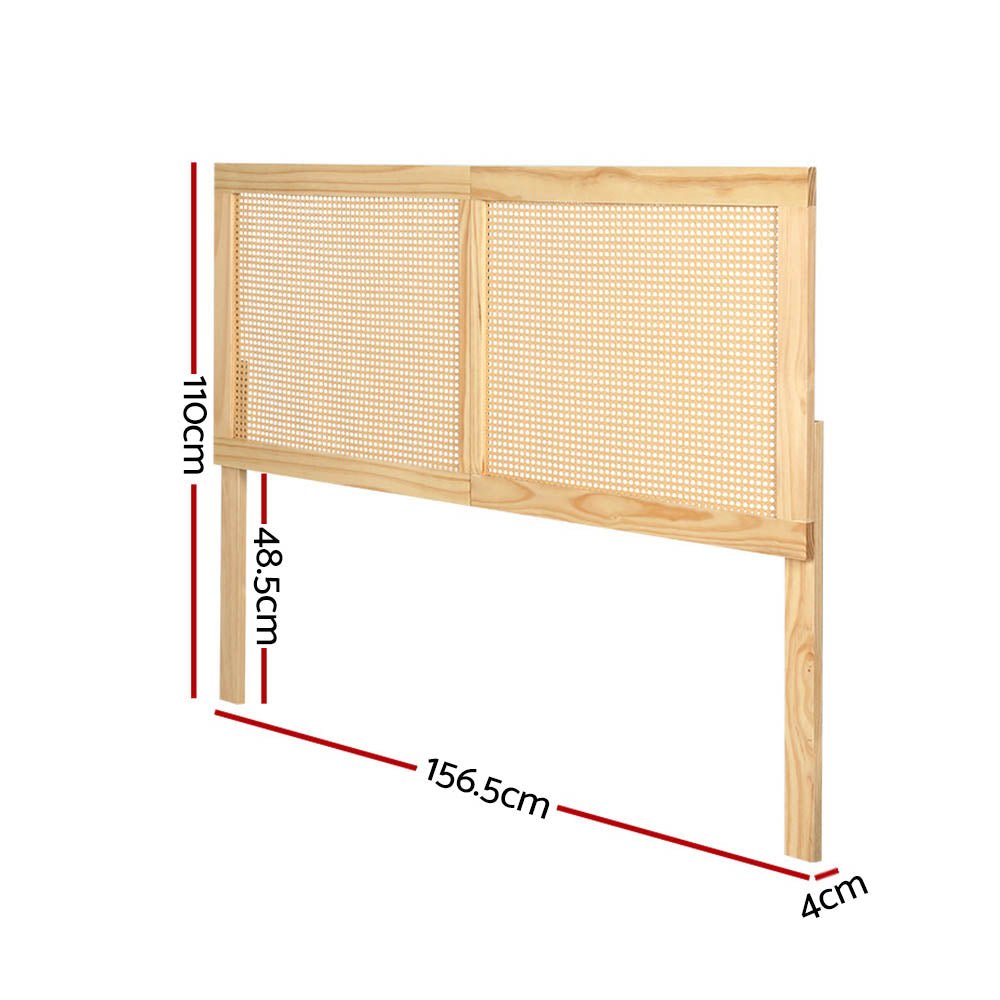 Bed Head Headboard Queen Rattan - RIBO Pine - Furniture > Bedroom > Beds & Bed Frames - Bedzy Australia