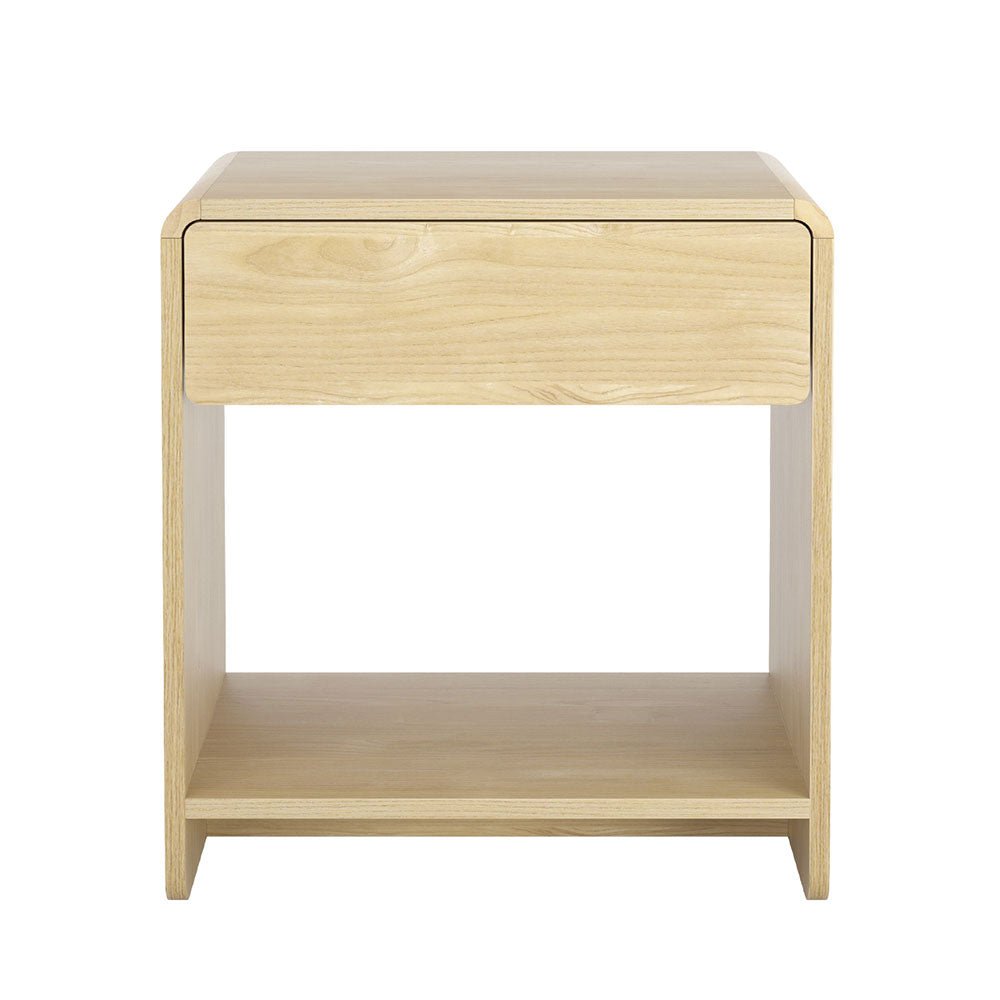 Bedside Table Drawer Open Shelf Pine - Furniture > Bedroom - Bedzy Australia