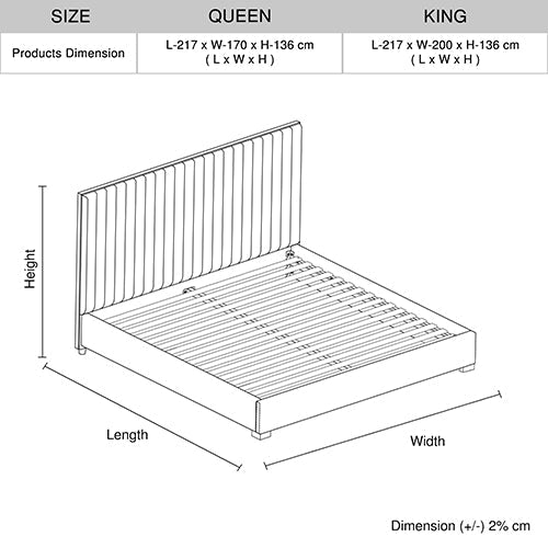 Bedzy Luxe Hillsdale Queen Bed Frame Grey - Furniture > Bedroom - Bedzy Australia