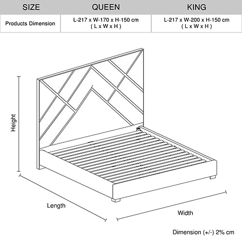 Bedzy Luxe Matrix King Bed Frame Beige - Furniture > Bedroom - Bedzy Australia