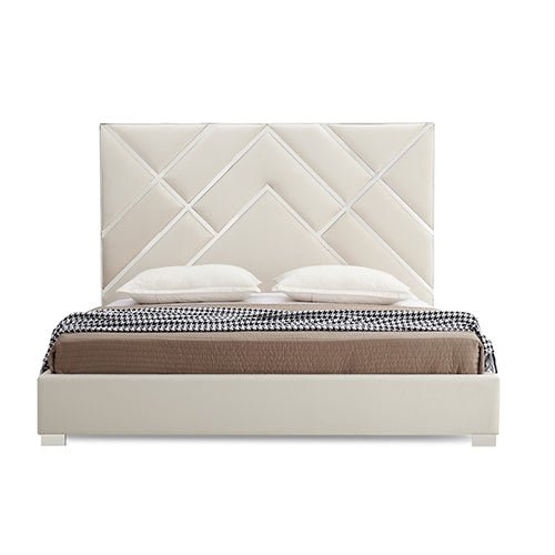 Bedzy Luxe Matrix Queen Bed Frame Beige - Furniture > Bedroom - Bedzy Australia