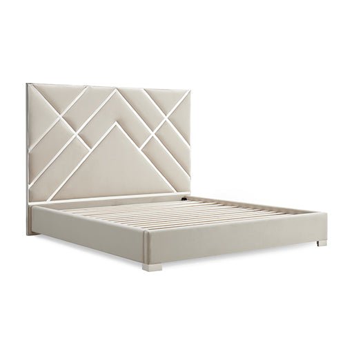 Bedzy Luxe Matrix Queen Bed Frame Beige - Furniture > Bedroom - Bedzy Australia