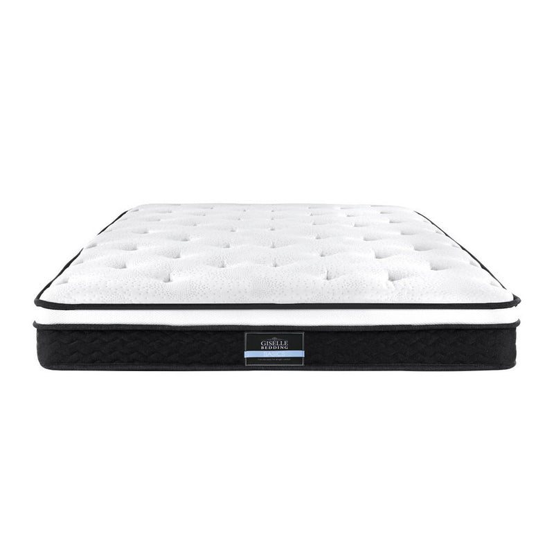 King Single Package | Norwood Modern Bed Frame Black & Bonita Euro Top Mattress (Medium Firm) shown from front view on white background