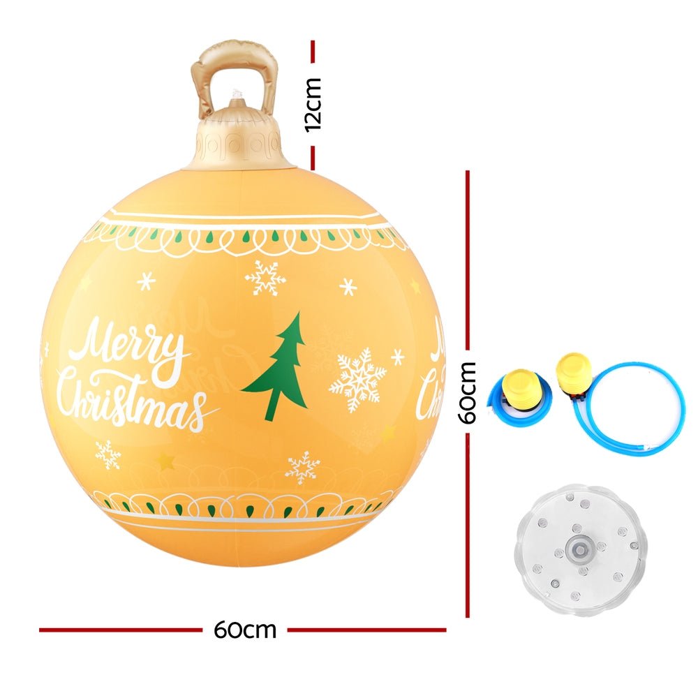 Christmas Inflatable Ball Led 60cm Decoration Giant Bauble Gold - Occasions > Christmas > Christmas Decorations - Bedzy Australia