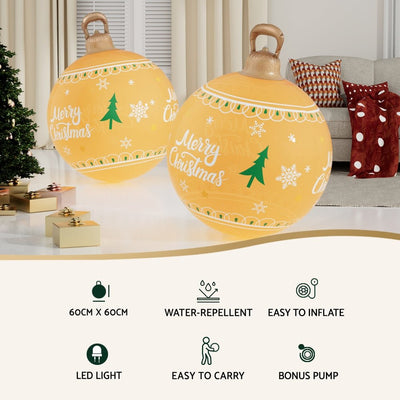 Christmas Inflatable Ball Led 60cm Decoration Giant Bauble Gold - Occasions > Christmas > Christmas Decorations - Bedzy Australia