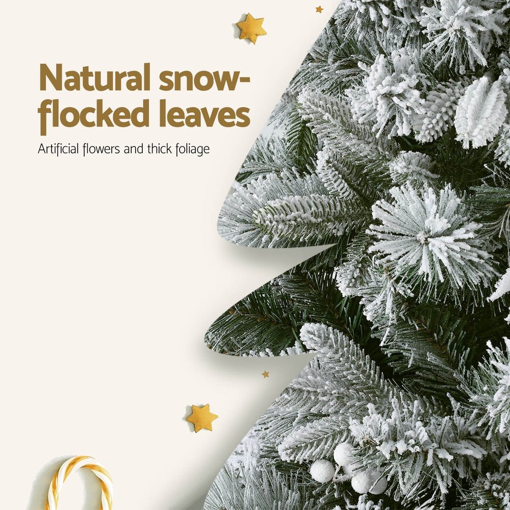 Christmas Tree 1.8m Xmas Tree Snow Flocked Flowers Decor 564 Tips - Occasions > Christmas > Christmas Trees - Bedzy Australia