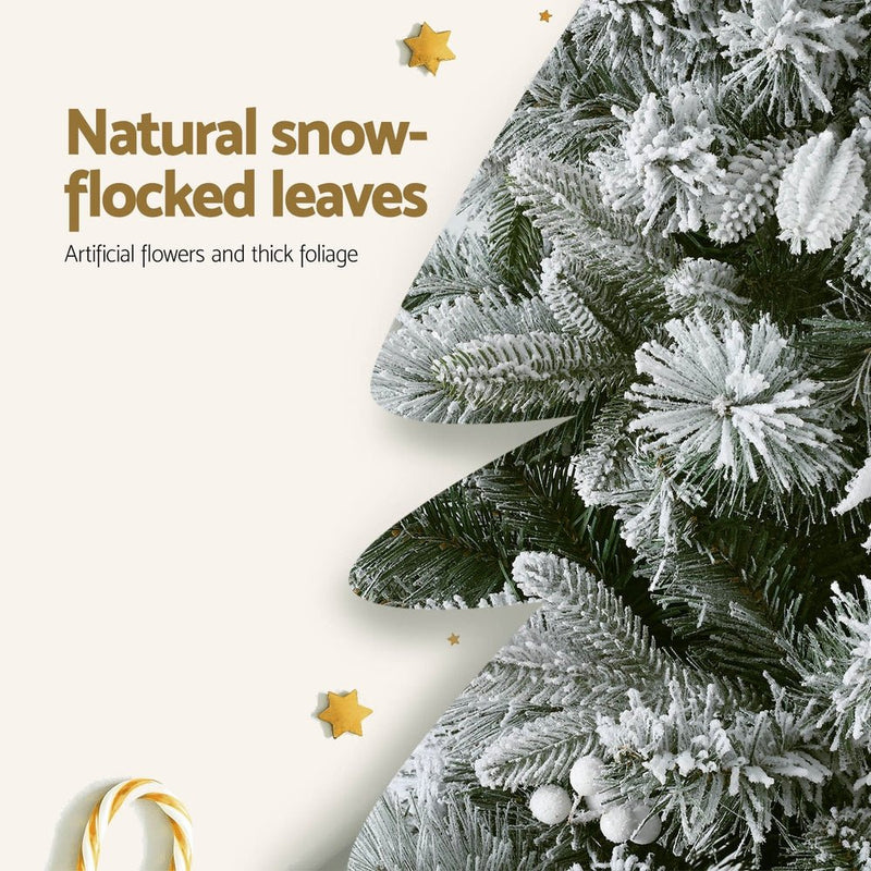 Christmas Tree 1.8m Xmas Tree Snow Flocked Flowers Decor 564 Tips - Occasions > Christmas > Christmas Trees - Bedzy Australia