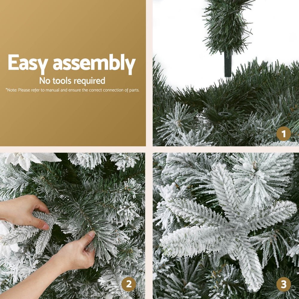 Christmas Tree 1.8m Xmas Tree Snow Flocked Flowers Decor 564 Tips - Occasions > Christmas > Christmas Trees - Bedzy Australia