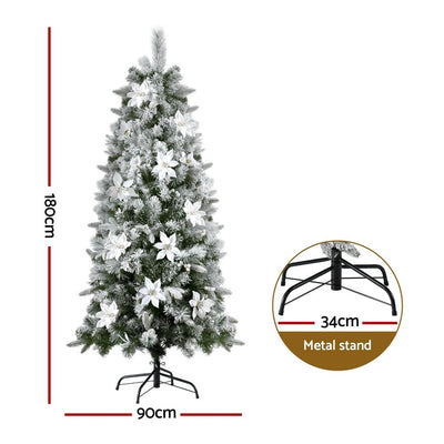 Christmas Tree 1.8m Xmas Tree Snow Flocked Flowers Decor 564 Tips - Occasions > Christmas > Christmas Trees - Bedzy Australia
