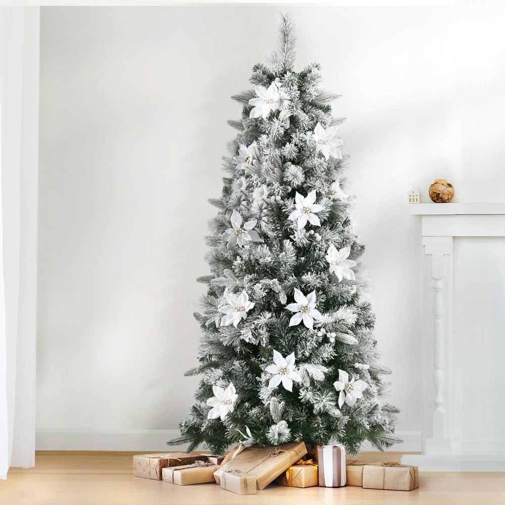 Christmas Tree 1.8m Xmas Tree Snow Flocked Flowers Decor 564 Tips - Occasions > Christmas > Christmas Trees - Bedzy Australia