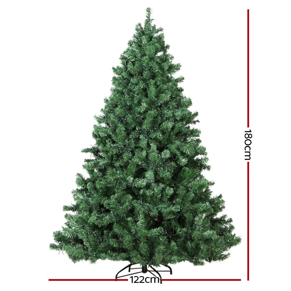 Christmas Tree 1.8M Xmas Tree with 1980 LED Lights Warm White - Bedzy Australia