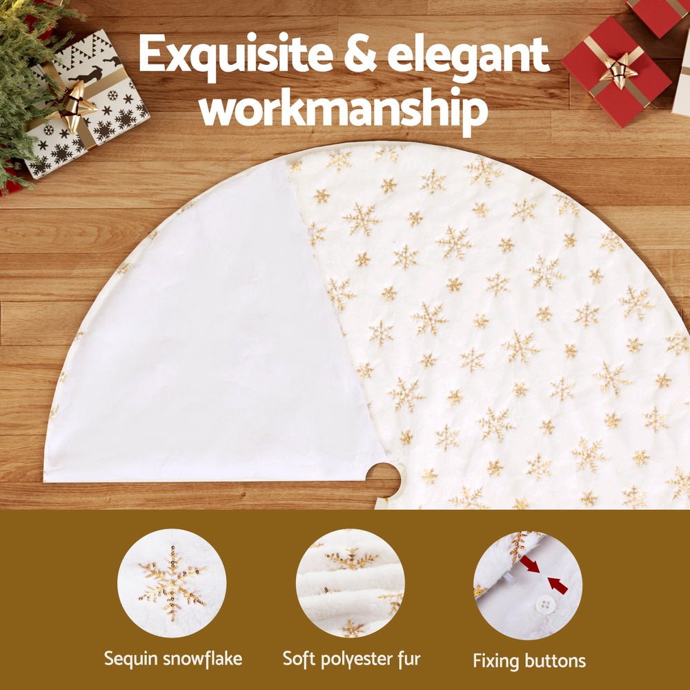 Christmas Tree Skirt 120cm Snowflake Ornaments Xmas Decorations - Occasions > Christmas > Christmas Decorations - Bedzy Australia