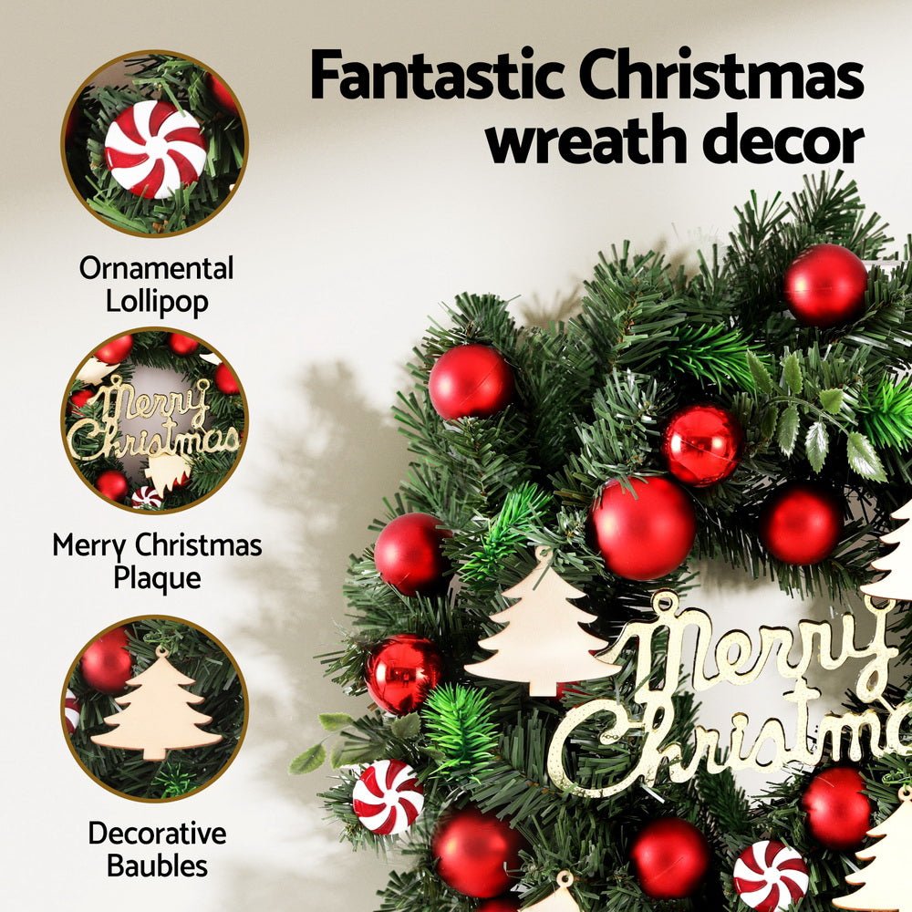 Christmas Wreath 40CM Xmas Garland Baubles Ornaments Party Decor - Occasions > Christmas > Christmas Wreaths & Garlands - Bedzy Australia