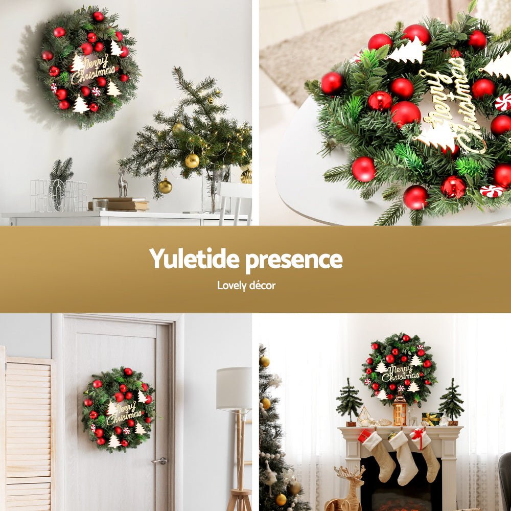 Christmas Wreath 40CM Xmas Garland Baubles Ornaments Party Decor - Occasions > Christmas > Christmas Wreaths & Garlands - Bedzy Australia