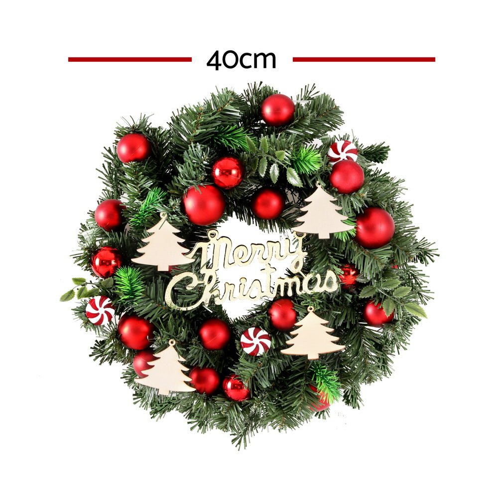 Christmas Wreath 40CM Xmas Garland Baubles Ornaments Party Decor - Occasions > Christmas > Christmas Wreaths & Garlands - Bedzy Australia