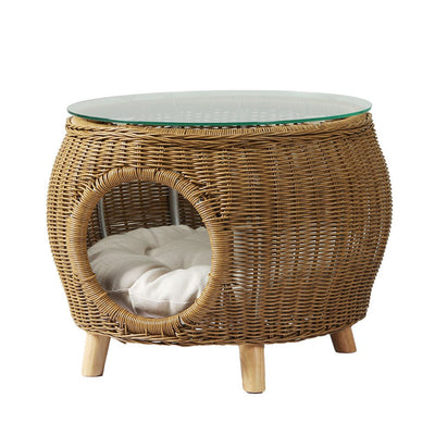 Coffee Side Table Wicker Aluminium Desk Pet Bed Storage Outdoor Furniture - Furniture > Outdoor - Bedzy Australia