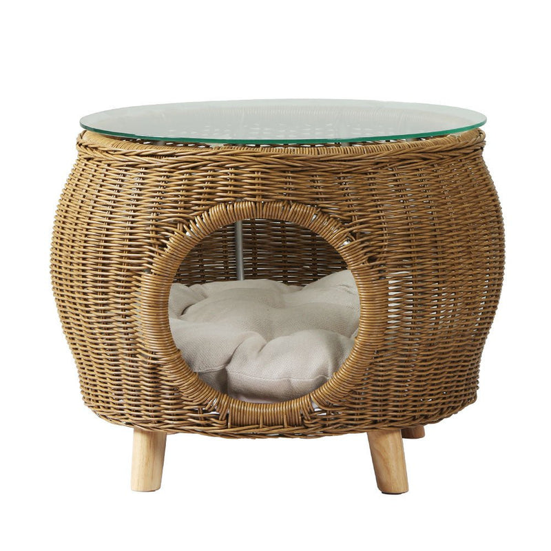 Coffee Side Table Wicker Aluminium Desk Pet Bed Storage Outdoor Furniture - Furniture > Outdoor - Bedzy Australia