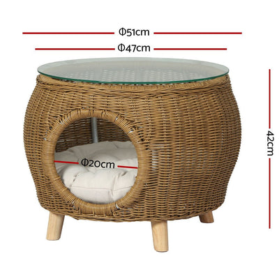 Coffee Side Table Wicker Aluminium Desk Pet Bed Storage Outdoor Furniture - Furniture > Outdoor - Bedzy Australia