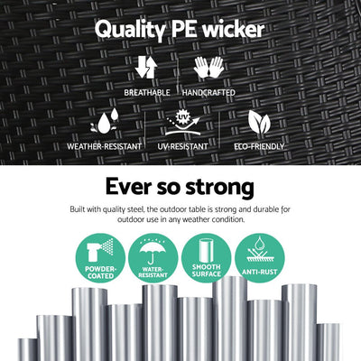 Coffee Side Table Wicker Desk Rattan Outdoor Furniture Garden Black - Furniture > Outdoor - Bedzy Australia