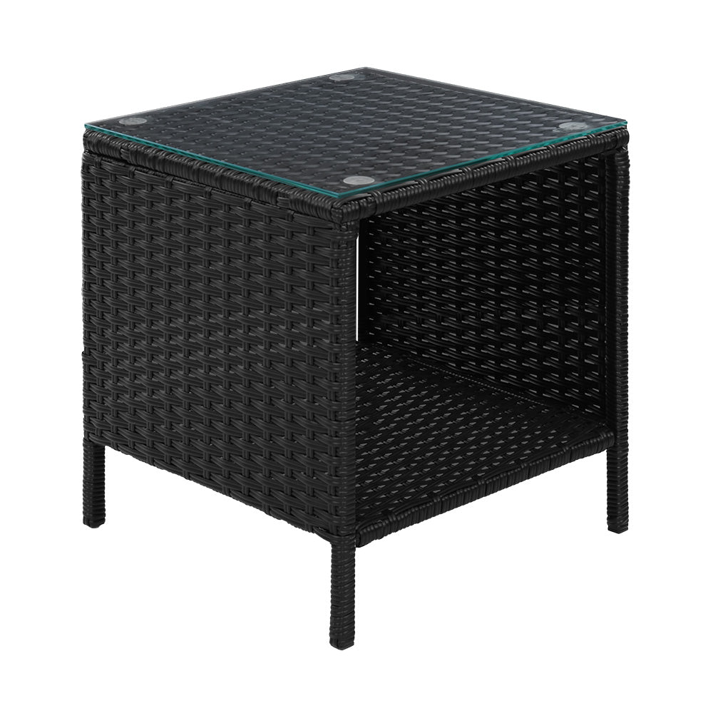 Coffee Side Table Wicker Desk Rattan Outdoor Furniture Garden Black - Furniture > Outdoor - Bedzy Australia