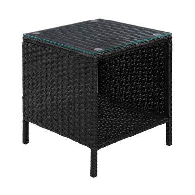 Coffee Side Table Wicker Desk Rattan Outdoor Furniture Garden Black - Furniture > Outdoor - Bedzy Australia