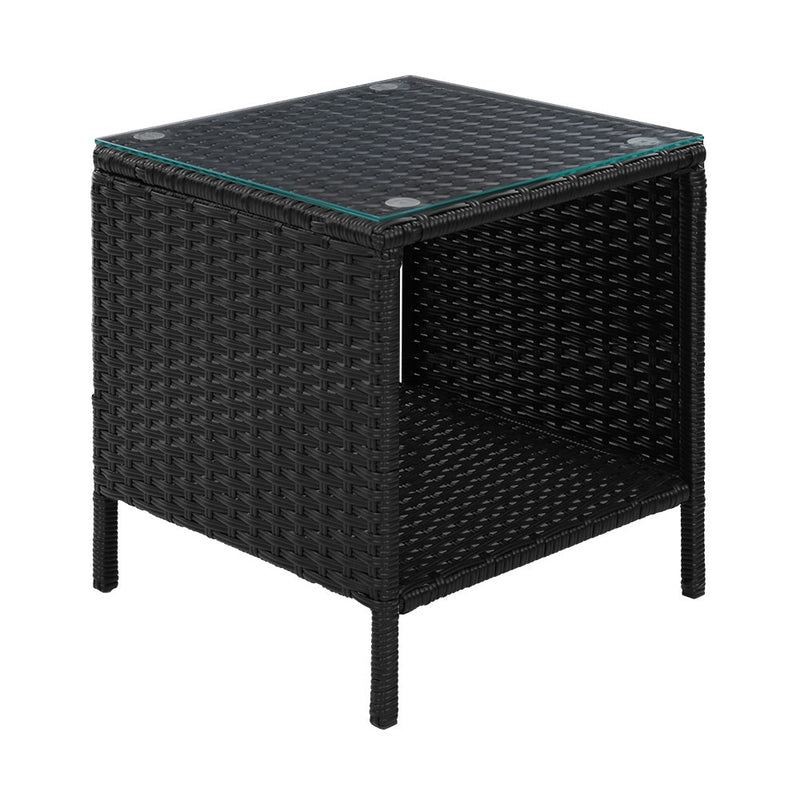 Coffee Side Table Wicker Desk Rattan Outdoor Furniture Garden Black - Furniture > Outdoor - Bedzy Australia