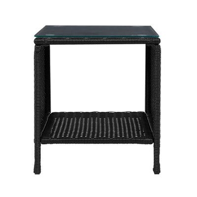 Coffee Side Table Wicker Desk Rattan Outdoor Furniture Garden Black - Furniture > Outdoor - Bedzy Australia