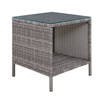Coffee Side Table Wicker Desk Rattan Outdoor Furniture Garden Grey - Furniture > Outdoor - Bedzy Australia