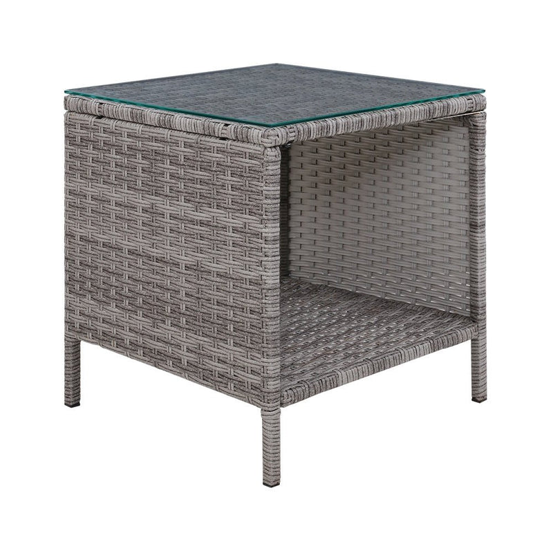 Coffee Side Table Wicker Desk Rattan Outdoor Furniture Garden Grey - Furniture > Outdoor - Bedzy Australia