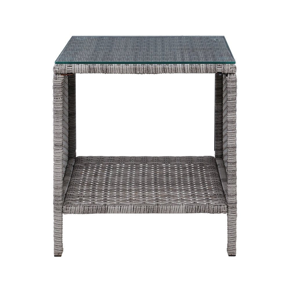 Coffee Side Table Wicker Desk Rattan Outdoor Furniture Garden Grey - Furniture > Outdoor - Bedzy Australia