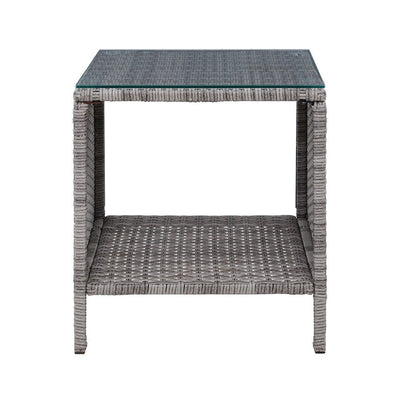 Coffee Side Table Wicker Desk Rattan Outdoor Furniture Garden Grey - Furniture > Outdoor - Bedzy Australia