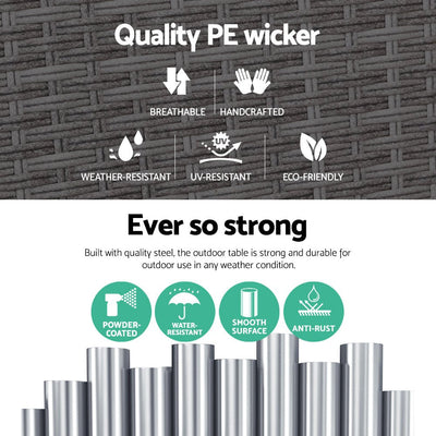 Coffee Side Table Wicker Desk Rattan Outdoor Furniture Garden Grey - Furniture > Outdoor - Bedzy Australia