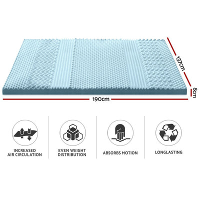 Cool Gel 7 - zone Memory Foam Mattress Topper w/Bamboo Cover 8cm - Double - Bedzy Australia