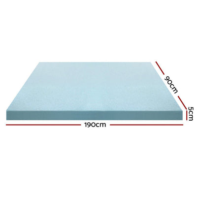 Cool Gel Memory Foam Mattress Topper w/Bamboo Cover 5cm - Single - Bedzy Australia