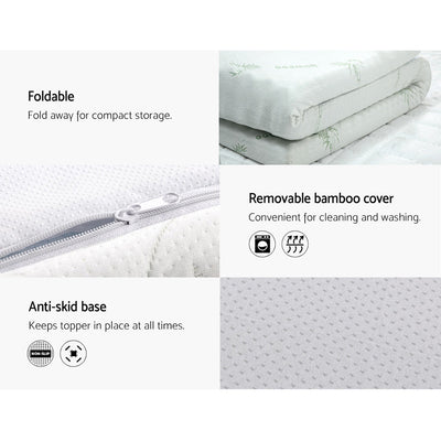 Cool Gel Memory Foam Mattress Topper w/Bamboo Cover 5cm - Single - Bedzy Australia